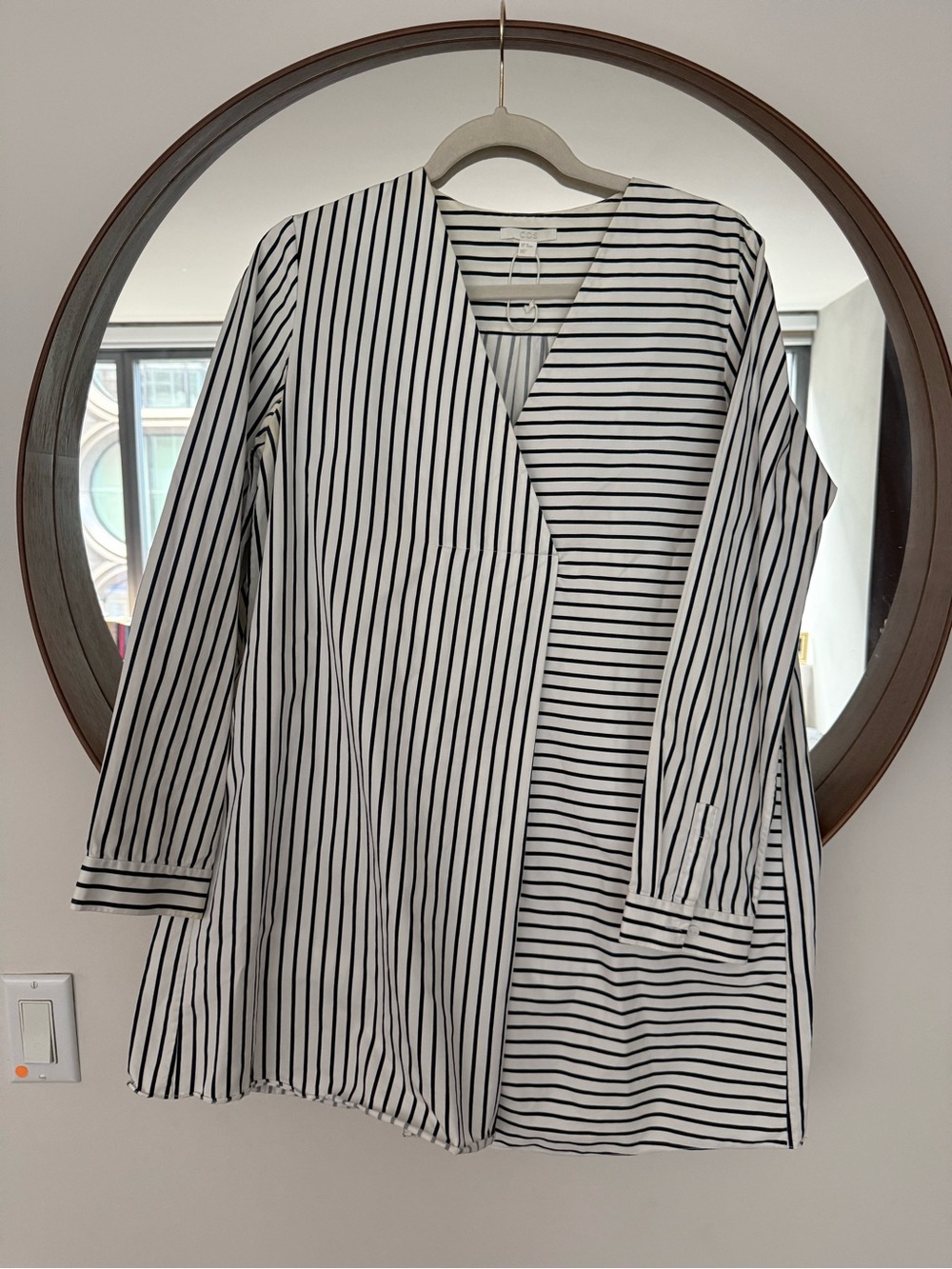 COS Striped Wrap-Style tunic cotton shirt top